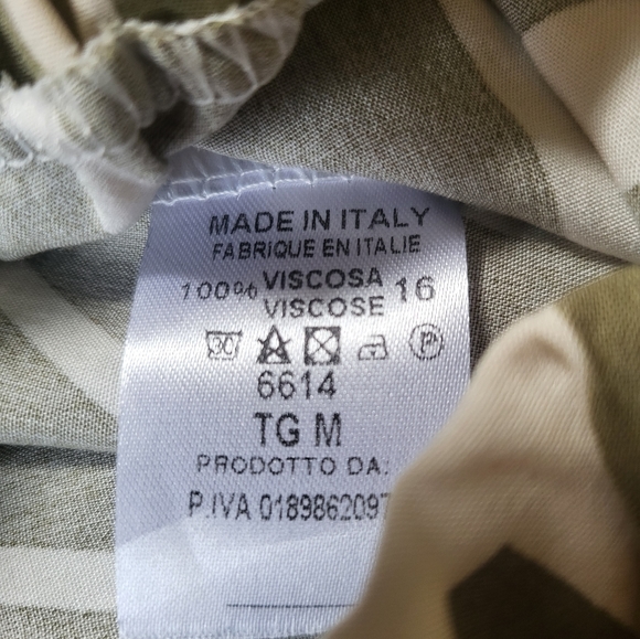 NWT aNYcase Made in Italy Viscose Green & White Lightweight Pants - Picture 7 of 9